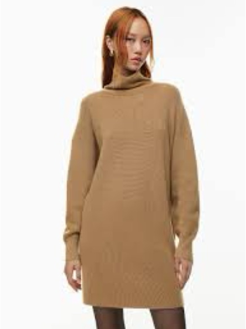 Aritzia Babaton Mclean Brown Merino Wool Knit turtleneck Sweater Dress XS